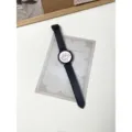 Cinturino per orologio in silicone e pelle di ricambio compatibile smartwatch, design elegante. - Nero