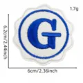 Toppa ricamata con lettera G blu e bianca, badge decorativo per laurea fai da te 6x6.2cm. - Stile Lettera G (1#)