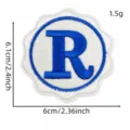 Toppa ricamata blu e bianca lettera R badge 6,1x6cm abbigliamento accessorio fai da te - Stile Lettera R (2#)