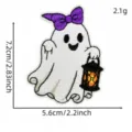 Cute Halloween ghost embroidered patch, purple bow design, DIY clothing badge applique. - Purple Bow Ghost (3#)