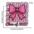 Pink bow senior class of 2027 embroidery patch detail view clothing accessory applique - Pink Graduation Patch 3# / Pink