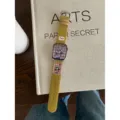Gelbes Cord-weiches Lederarmband kompatibel mit Apple Watch, niedliches Welpen-Muster. - Avocado