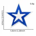 Vista dettagliata dellatoppa ricamata a stella blu e bianca con dimensioni precise. - Stile Stella (6#)