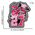 2027 graduation pink disco ball bow senior embroidered patch DIY clothing accessories iron on appliques - Pink Graduation Patch 8# / Pink