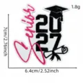 2027 graduation embroidered patch with pink bow and cap design, DIY clothing accessory. - Pink Graduation Patch 10# / Pink