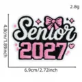 Cute 2027 graduation bow embroidery patch pink English decorative badge clothing accessory. - Pink Graduation Patch 11# / Pink