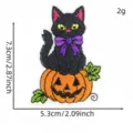 Halloween black cat embroidered patch, cute pumpkin badge applique, 7.3x5.3cm DIY clothing accessory - Black Cat Pumpkin (12#)