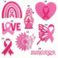Ruban rose sensibilisation cancer du sein patch brodé thermocollant vêtements détails vue. - Assortiment d'Écussons Ruban Rose 8 Pièces/Paquet
