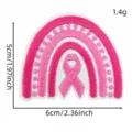 Patch brodé arc-en-ciel ruban rose thermocollant pour vêtements, 5x6cm soutien cancer. - Écusson Ruban Rose 1# (Style Arc-en-ciel)