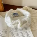 Cerchietto Lavorato a Maglia Pieghettato Bianco Morbido Accessorio Capelli Donna - Crema
