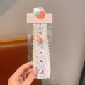 Kids lace fringe hair paste cute cherry headband blue fabric hair accessories daily wear - Cherry