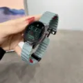 Silikon Ersatz Smartwatch Armband mit stilvollem Meereswellen Design für 20mm 22mm Uhren. - 22mm / Fichtennadelgrün