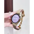 Montre connectee avec bracelet en cuir elegant et boitier en metal, accessoire chic. - Compatible Avec Smartwatch / Abricot et Marron