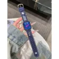 Cinturino per orologio in denim con ricamo di stelle, compatibile con Apple Watch, elegante. - Compatibile: Apple 38/40/41/(10ª Gen 42mm) Universale / Blu Scuro-Stella
