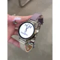Beau bracelet de montre en cuir avec boucle deployante compatible montre connectee. - Compatible Avec Smartwatch / Blanc Cassé & Lilas