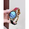 Bracelet de montre en cuir veritable pour femme avec boucle doree de rechange. - Compatible Avec Smartwatch / Rose et Noir