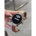 Leder Smartwatch Armband mit D-förmiger Schmetterlingsschließe, kompatibel mit Huawei GT4 GT5 GT3 Uhren. - Aprikose und Hellbraun / Kompatibel für Huawei 8/9