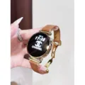 Braunes Lederuhrenarmband für Damen mit goldener Faltschließe, kompatibles Ersatzarmband. - D-Förmig Gefaltet - Braun / Kompatibel für Huawei 8/9