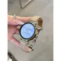 Beige Echtleder Uhrenarmband, elegantes Ersatzarmband passend fur moderne Smartwatches. - D-shaped folding—apricot color / Kompatibel für Huawei 8/9
