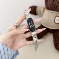 Metal smart watch strap with cute puppy charms and rhinestones for daily replacement accessories. - Huawei fit3 / Cute Dog Starlight