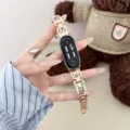 Metal smart watch strap with cute puppy cat charms and crystal accents, rose gold finish. - Huawei fit3 / Cute Dog Rose Gold