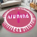Round cashmere-like pink floor mat for cozy bedroom and living room decor details. - Graffiti Text Pattern (12.2GYGKI-4) / 60*60cm