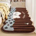 Cute cartoon cashmere-like bedroom bedside floor mat, soft, cozy and anti-slip for home. - 40x100cm / Coffee White Dog Soft Mat