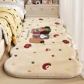 Cute cartoon cashmere-like floor rug for bedroom bedside, soft fluffy mat with sweet puppy design. - Colorful Dot Puppy Soft Mat