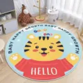 Runder Cartoon Tiger Kinderzimmer Teppich weich bequem süß rutschfester Bodenmatte Detail - Tiger