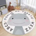 Süßer runder Nilpferd-Teppich mit Alphabet, weicher Kinderzimmer-Spielteppich fürs Schlafzimmer. - Nilpferd