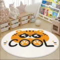 Süße Cartoon runde kaschmirartige Fußmatte, weich und strapazierfähig für Wohnzimmer. - Cooler Tiger