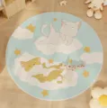 Süße Cartoon runde Kaschmir-ähnliche Fußmatte, weicher hautfreundlicher Schlafzimmer-Bettteppich. - Katze
