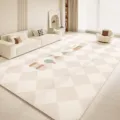 Minimalist PVC waterproof floor mat for living room, easy to clean checkered area rug. - Dream Time (Style 3HZ)