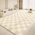 Large beige checkered PVC floor mat, waterproof easy clean play mat for living room. - Dream Time Style (6HZ)