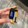 Yellow corduroy magnetic watch strap with cute bear bow for smart bands. Stylish accessory. - Compatible With Apple 38/40/41/(10th Gen 42mm) Universal / Turmeric