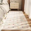 Cozy bedroom bedside carpet with cute colorful polka dots soft plush floor mat for home decor - Rainbow Plan