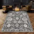 Grande tappeto vintage per soggiorno tappeto grigio fantasia pavimento decorazione casa - Barocco Tono Grigio (8.14GYG Retro-8)