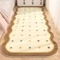 Cozy bedside runner rug with cute wavy toast design and soft plush texture for bedroom decor. - Dotted Party / 40x120cm / Chocolate