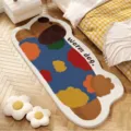 Tapis de chambre irrégulier design chien en fausse cachemire doux et confortable détail - Chien en Veste Chaude