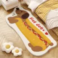 Joli tapis de chambre en forme de chien teckel hot-dog doux et confortable descente de lit - Chien Passionné Heureux