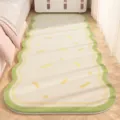 Cozy plush bedside rug with cute wavy edge design, soft touch fluffy floor mat for bedroom. - Striped Storm / 40x120cm / Yellow-Green