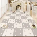 Lindo tapete de PVC para mascotas con cerca para sala, impermeable y facil de limpiar - Cuadrícula de Lenguaje del Corazón