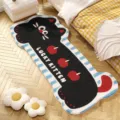 Cute cat shaped faux cashmere bedroom rug soft bedside floor mat with lucky kitten design - 40x120cm / Lucky Black Apple Cat