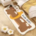 Joli tapis de bain teckel en peluche douce descente de lit pour décoration chambre - Chien de Bain avec Bouée