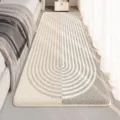 Modern minimalist long bedside rug with soft cashmere-like texture and oval pattern - 40x100cm / Wabi-sabi Style 02