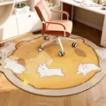 Cream style round plush carpet cute rabbit pattern soft floor mat for bedroom living room - Cute Rabbit Pattern (12.2GYGKI-1) / 60*60cm
