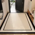 Minimalist PVC entryway mat, geometric border waterproof floor rug for kitchen and hallway. - 40x60cm / Black Border