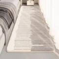 Long bedroom bedside rug in grey and white, soft plush runner carpet for home indoor floor decor. - 40x100cm / Wabi-sabi Style 06