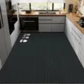 Kitchen floor mat detail view, dark grey striped anti-slip mat with cute panda pattern. - 40*60cm / Textured Dark Grey - Kitchen