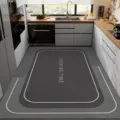 Kitchen floor mat anti-slip diatom mud waterproof oil-proof washable wear-resistant runner rug. - 40*60cm / Minimalist-Dark Grey